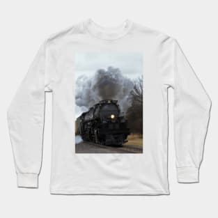 Big Boy 4014 smoke and steam in Black Wolf Kansas Long Sleeve T-Shirt